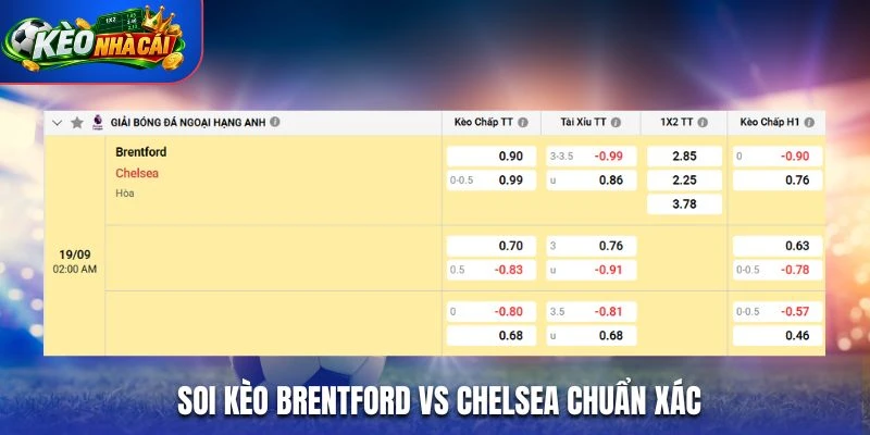 Soi kèo Brentford vs Chelsea chuẩn xác từ bảng kèo nhà cái
